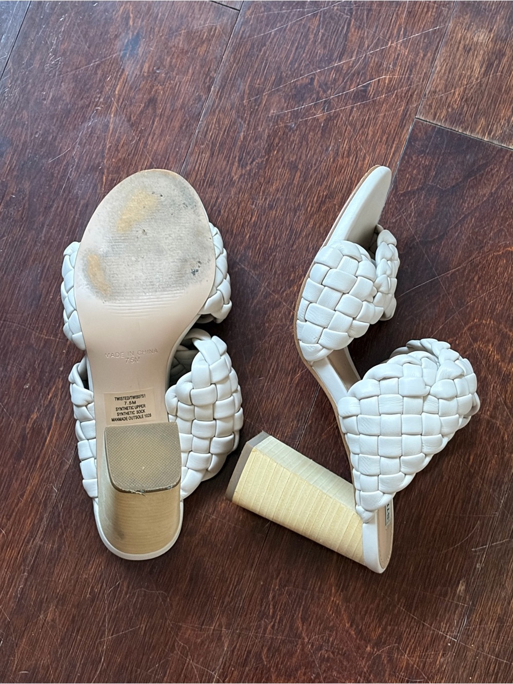 Steve Madden Braided Double-Band Slide Sandals in Off-White - Picture 3 of 3